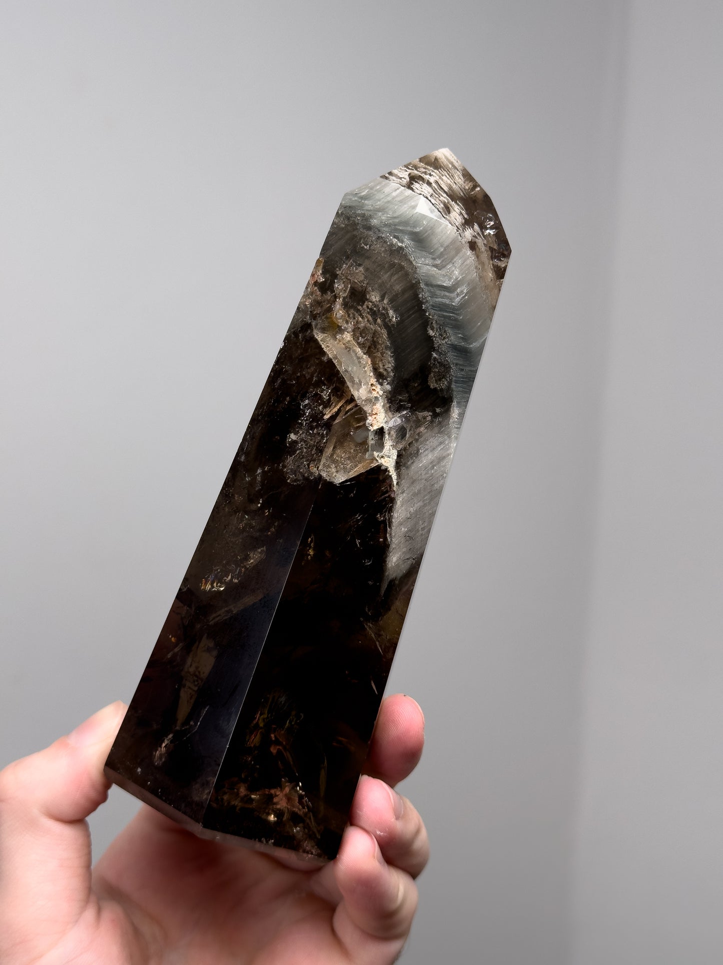 Smoky garden quartz tower