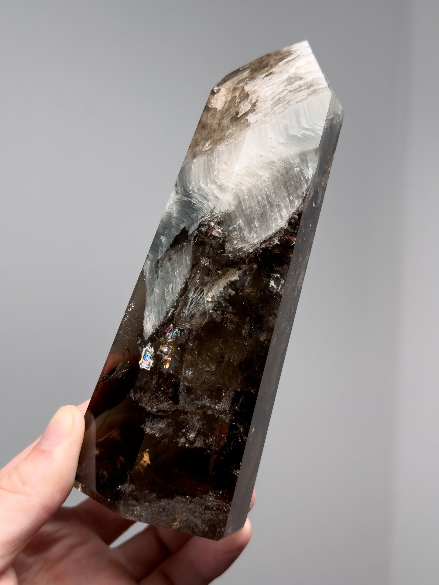 Smoky garden quartz tower