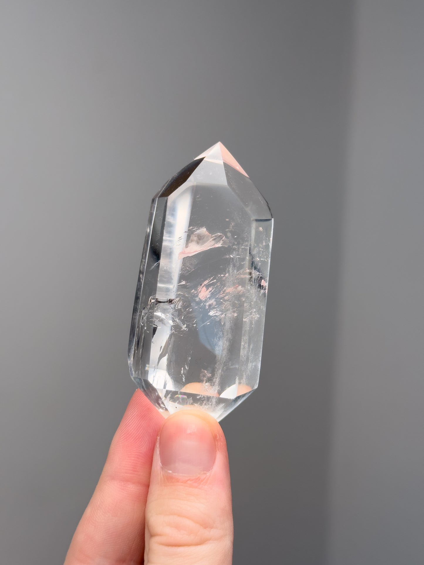 Clear quartz double terminated point